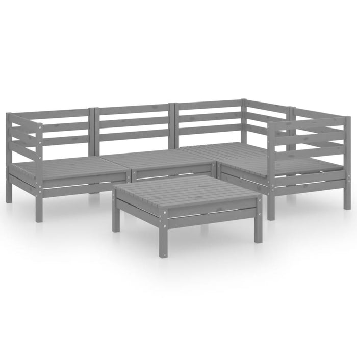 Set Salotto da Giardino 5 pz in Legno Massello di Pino Grigio 3082694