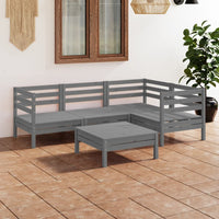 Set Salotto da Giardino 5 pz in Legno Massello di Pino Grigio 3082694