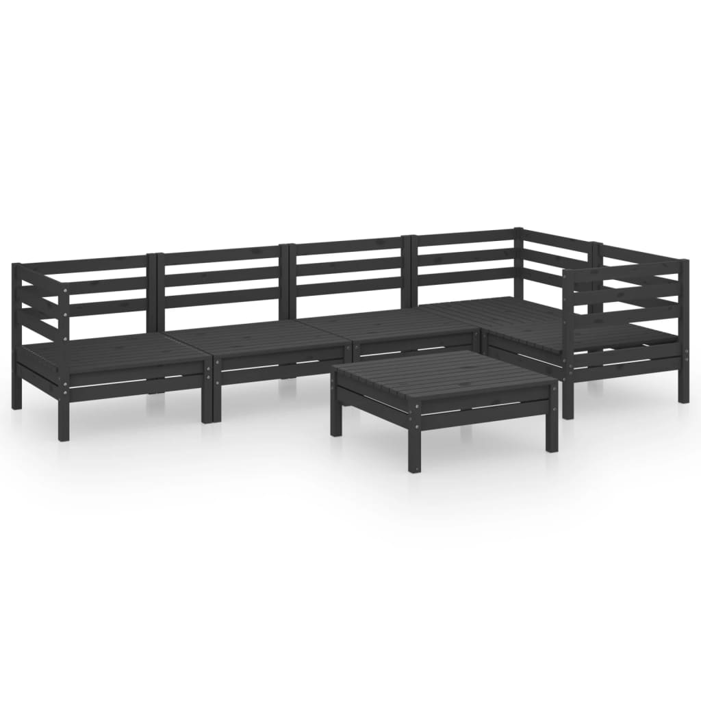 Set Divani da Giardino 6 pz in Legno Massello di Pino Nero  cod mxl 36550