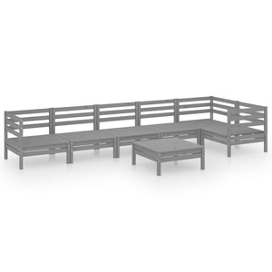 Set Salotto da Giardino 7 pz in Legno Massello di Pino Grigio 3082714