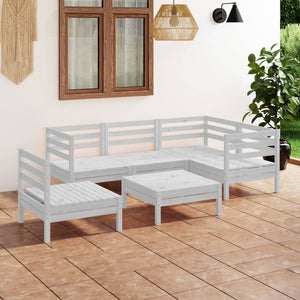 Set Divani da Giardino 6 pz in Legno Massello di Pino Bianco  cod mxl 40760