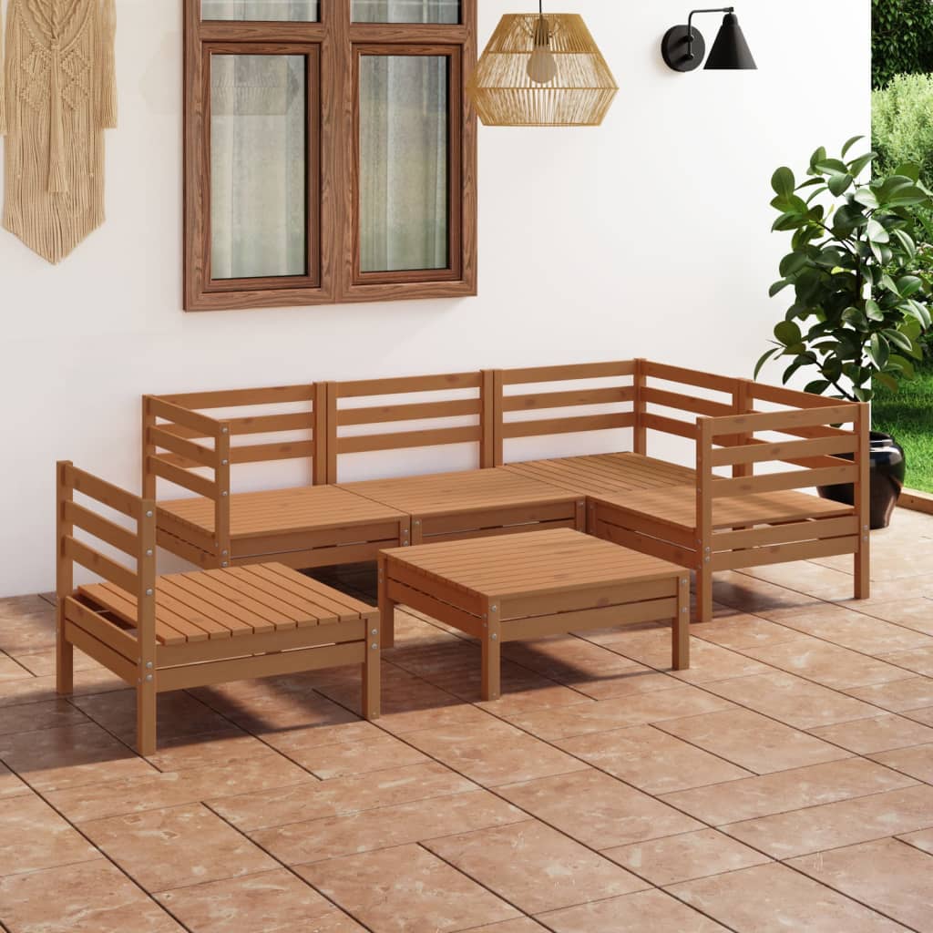 Set Divani da Giardino 6 pz in Legno Massello di Pino Miele  cod mxl 41660