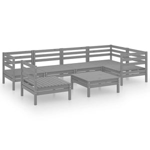 Set Divani da Giardino 7 pz in Legno Massello di Pino Grigio 3082734