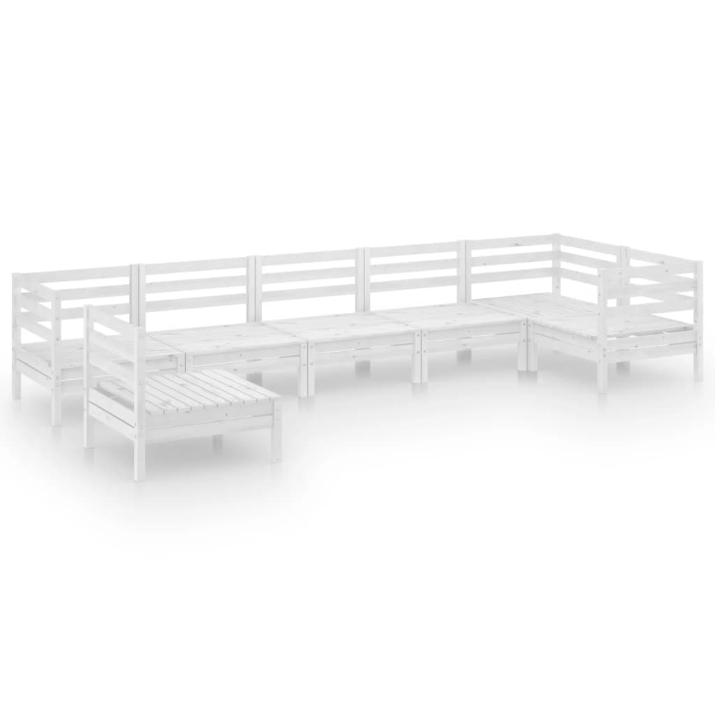 Set Divani da Giardino 7 pz in Legno Massello di Pino Bianco 3082738