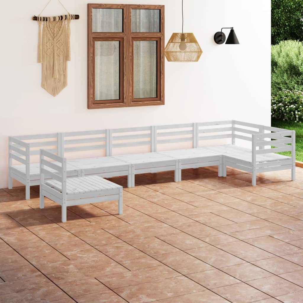 Set Divani da Giardino 7 pz in Legno Massello di Pino Bianco 3082738