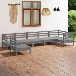 Set Divani da Giardino 7 pz in Legno Massello di Pino Grigio  cod mxl 36575