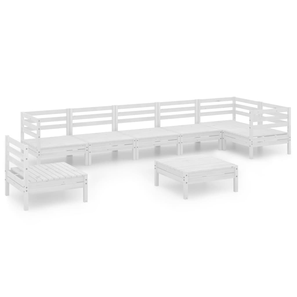 Set Salotto da Giardino 8 pz in Legno Massello di Pino Bianco 3082743