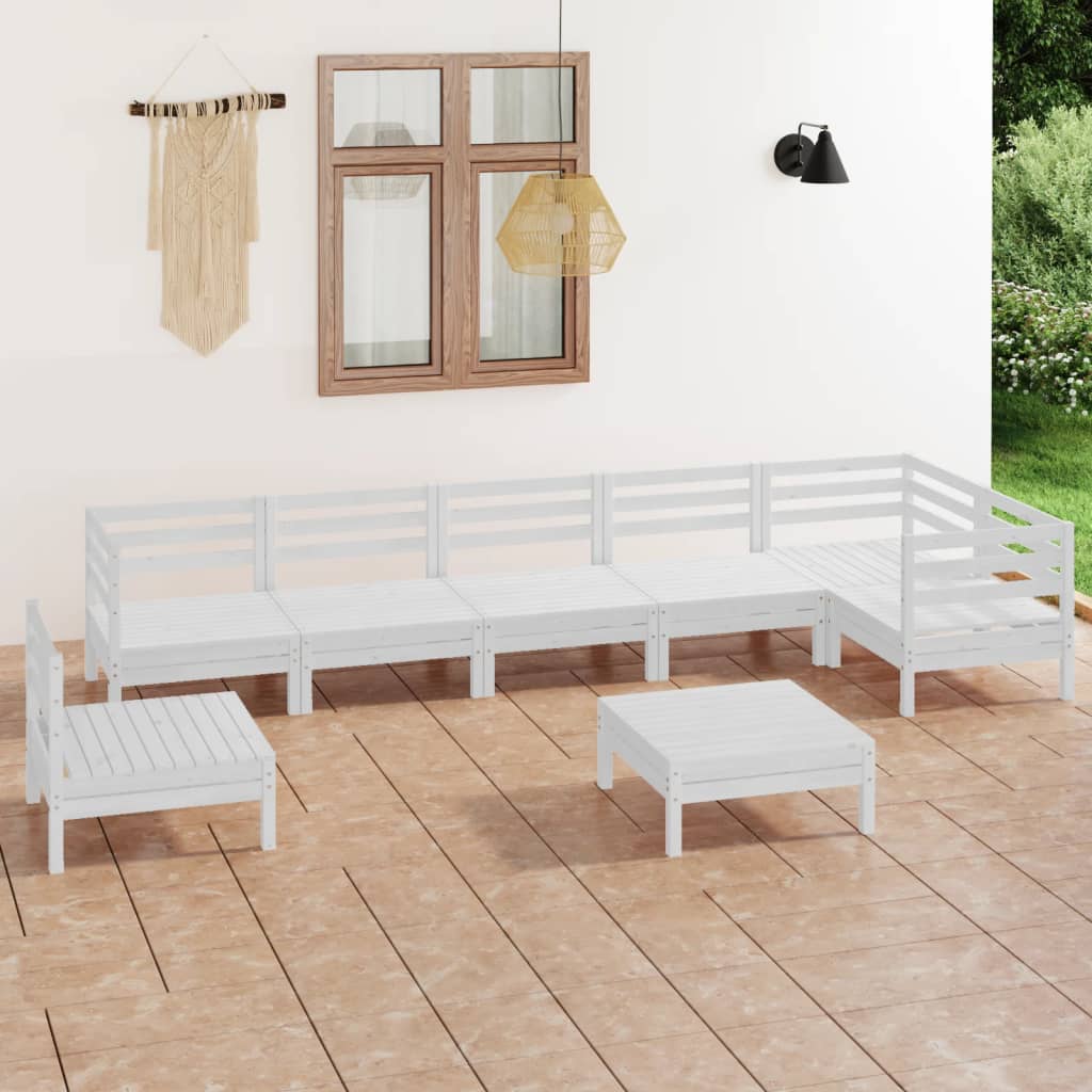 Set Salotto da Giardino 8 pz in Legno Massello di Pino Bianco 3082743