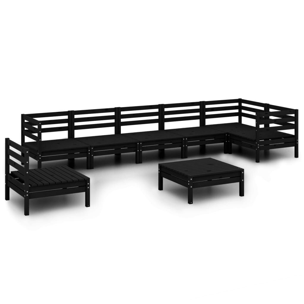 Set Divani da Giardino 8 pz in Legno Massello di Pino Nero  cod mxl 36577