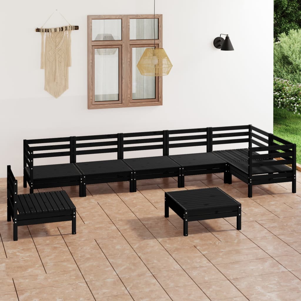 Set Divani da Giardino 8 pz in Legno Massello di Pino Nero  cod mxl 36577