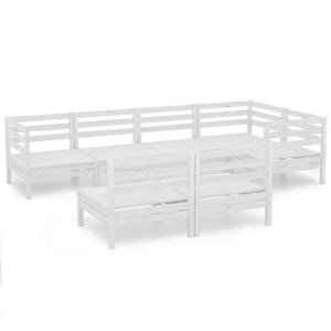 Set Divani da Giardino 7 pz in Legno Massello di Pino Bianco  cod mxl 36589