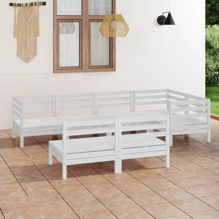 Set Divani da Giardino 7 pz in Legno Massello di Pino Bianco  cod mxl 36589