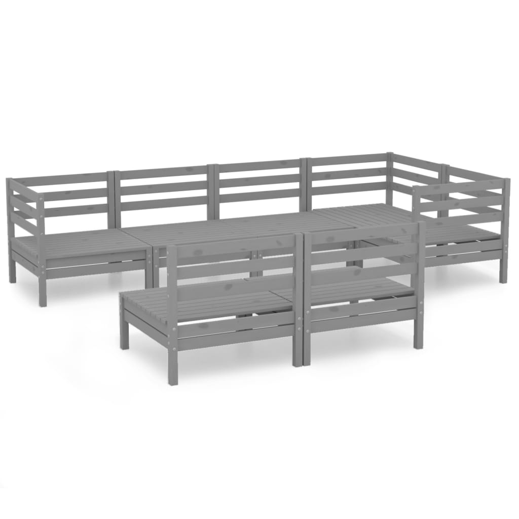 Set Salotto da Giardino 7 pz in Legno Massello di Pino Grigio 3082749