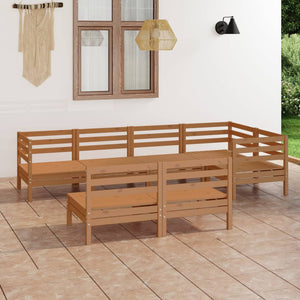 Set Divani da Giardino 7 pz in Legno Massello di Pino Miele  cod mxl 36569