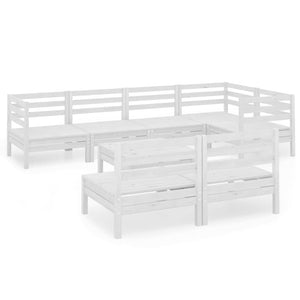 Set Salotto da Giardino 8 pz in Legno Massello di Pino Bianco 3082753