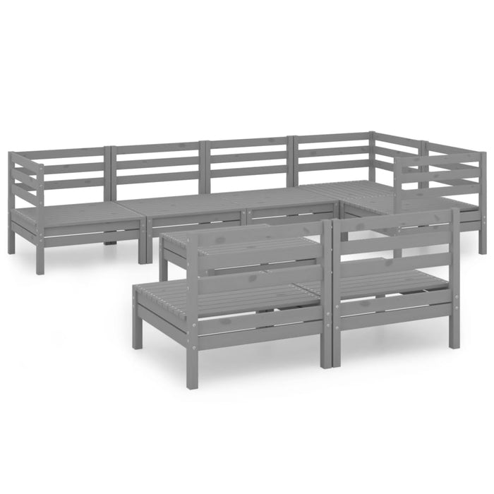 Set Divani da Giardino 8 pz in Legno Massello di Pino Grigio cod mxl 36585