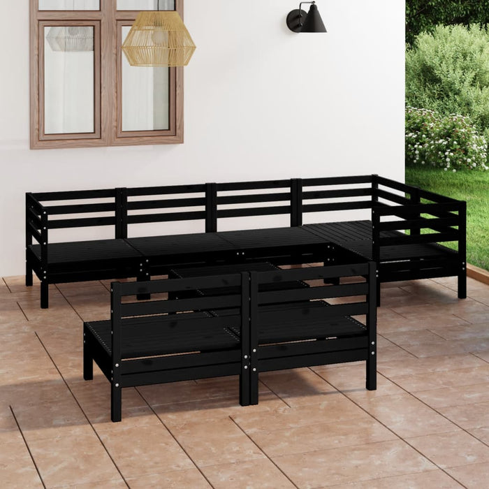 Set Salotto da Giardino 8 pz in Legno Massello di Pino Nero 3082756