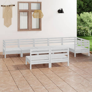 Set Salotto da Giardino 8 pz in Legno Massello di Pino Bianco 3082758