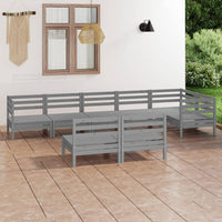 Set Divani da Giardino 8 pz in Legno Massello di Pino Grigio 3082759