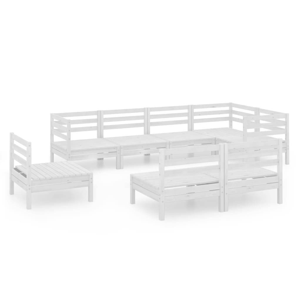 Set Salotto da Giardino 8 pz in Legno Massello di Pino Bianco 3082895