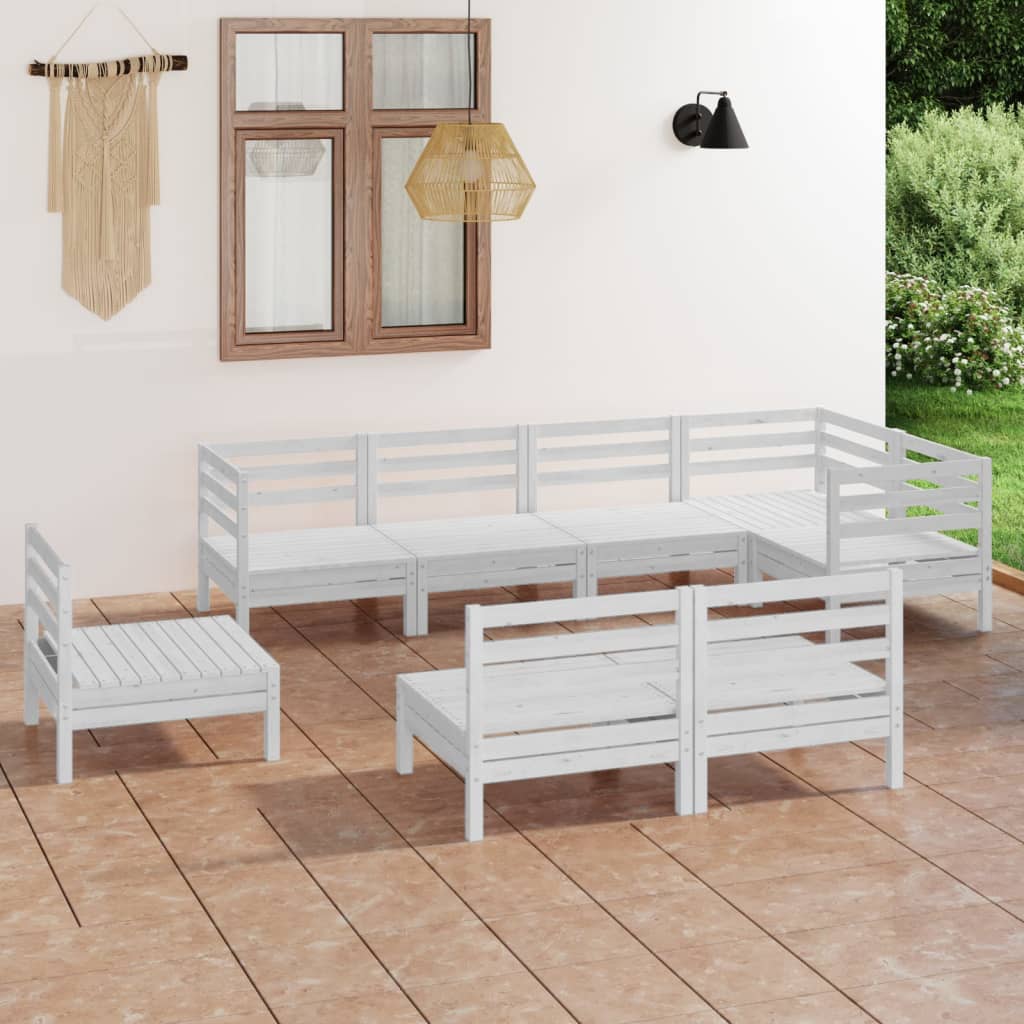 Set Salotto da Giardino 8 pz in Legno Massello di Pino Bianco 3082895