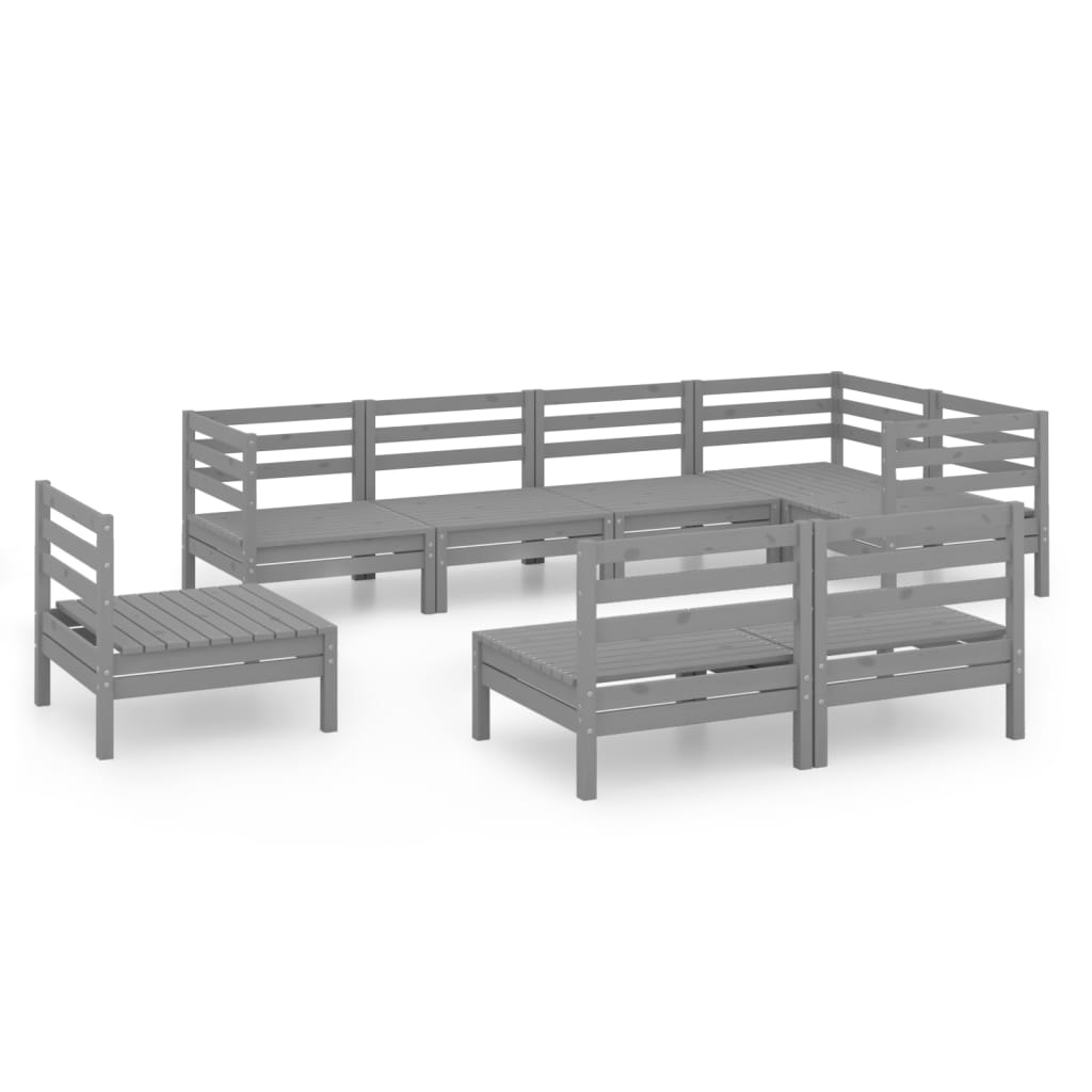 Set Salotto da Giardino 8 pz in Legno Massello di Pino Grigio 3082896