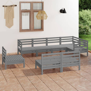 Set Salotto da Giardino 8 pz in Legno Massello di Pino Grigio 3082896