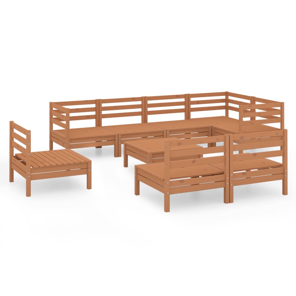 Set Salotto da Giardino 9 pz in Legno Massello di Pino Miele 3082902