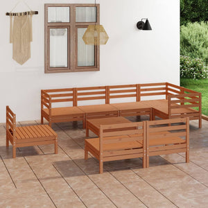 Set Divani da Giardino 9 pz in Legno Massello di Pino Miele cod mxl 40761