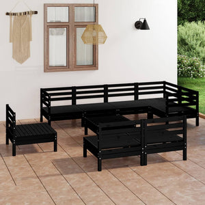 Set Divani da Giardino 9 pz in Legno Massello di Pino Nero cod mxl 36588