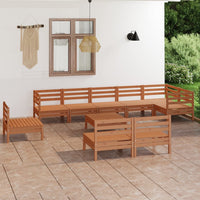 Set Divani da Giardino 10 pz in Legno Massello di Pino Miele cod mxl 40763