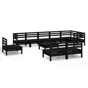 Set Divani da Giardino 10 pz in Legno Massello di Pino Nero cod mxl 40762