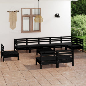 Set Divani da Giardino 10 pz in Legno Massello di Pino Nero cod mxl 40762