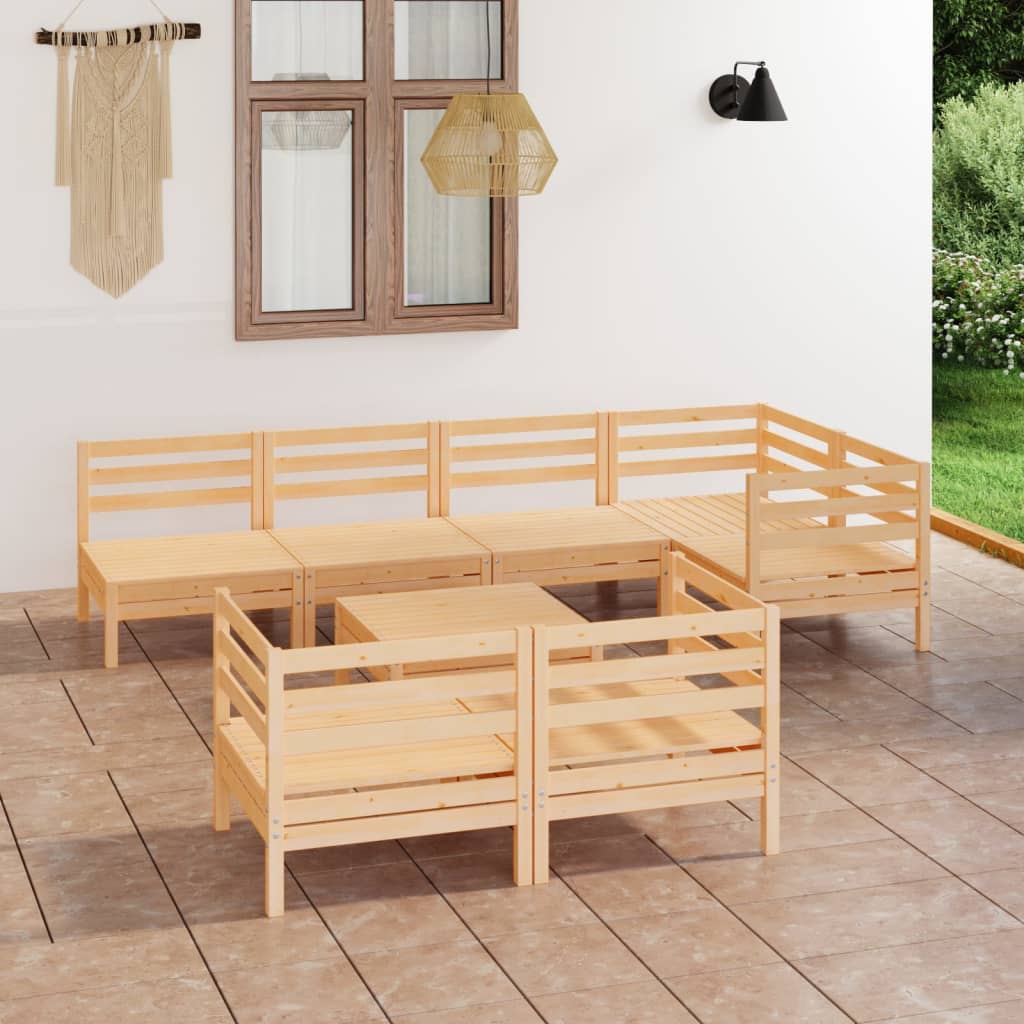 Set Salotto da Giardino 8 pz in Legno Massello di Pino 3082919