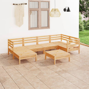 Set Divani da Giardino 7 pz in Legno Massello di Pino cod mxl 40182