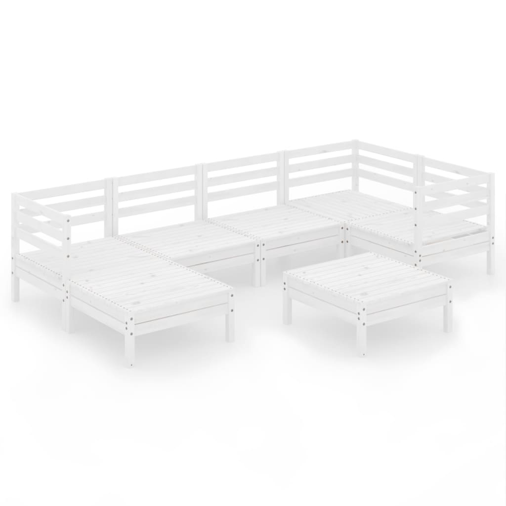 Set Salotto da Giardino 7 pz in Legno Massello di Pino Bianco 3082960