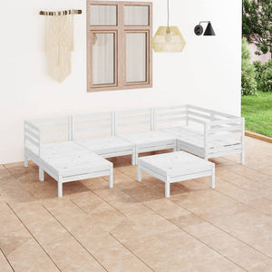 Set Divani da Giardino 7 pz in Legno Massello di Pino Bianco cod mxl 36607