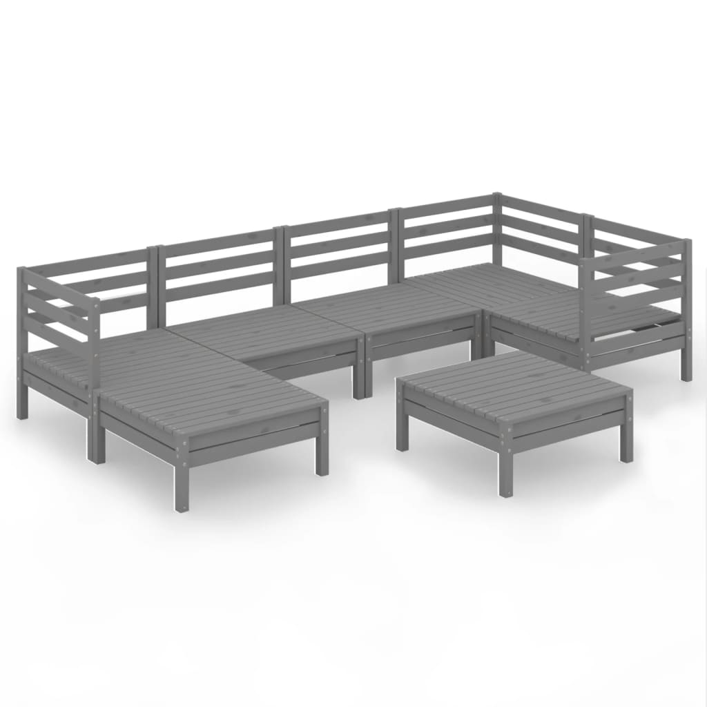 Set Divani da Giardino 7 pz in Legno Massello di Pino Grigio  cod mxl 40776