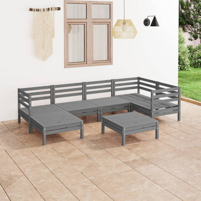 Set Divani da Giardino 7 pz in Legno Massello di Pino Grigio  cod mxl 40776