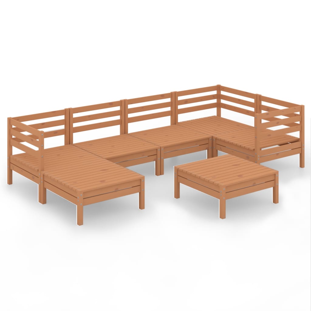 Set Salotto da Giardino 7 pz in Legno Massello di Pino ambra 3082962