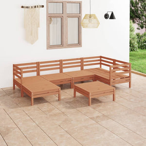 Set Salotto da Giardino 7 pz in Legno Massello di Pino ambra 3082962