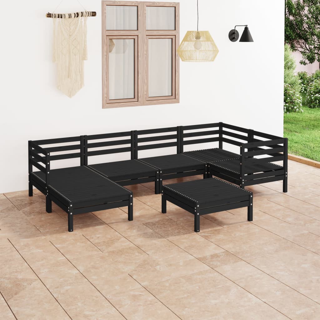 Set Salotto da Giardino 7 pz in Legno Massello di Pino Nero 3082963