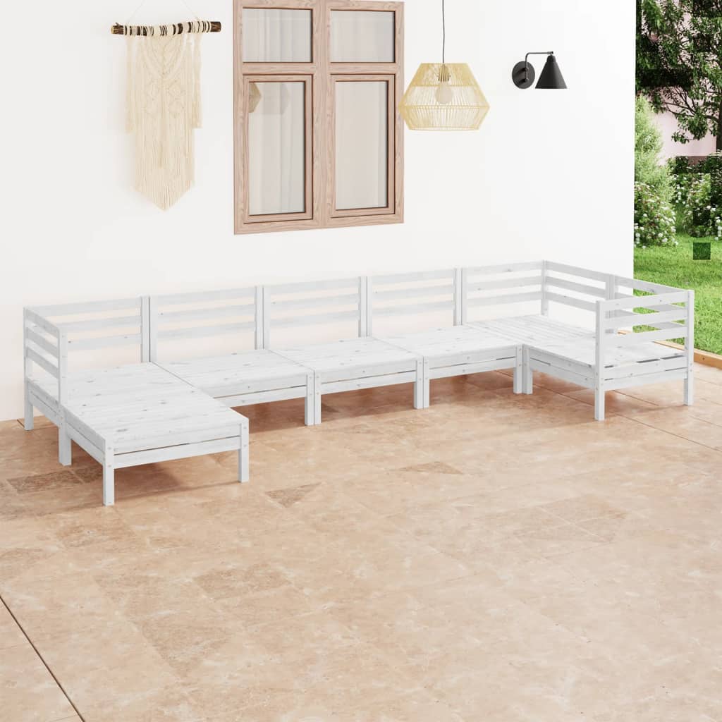 Set Salotto da Giardino 7 pz in Legno Massello di Pino Bianco 3082965