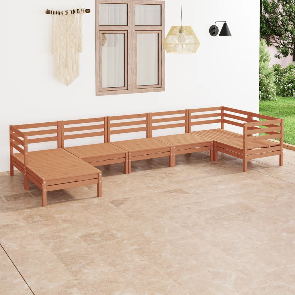 Set Salotto da Giardino 7 pz in Legno Massello di Pino Miele 3082967