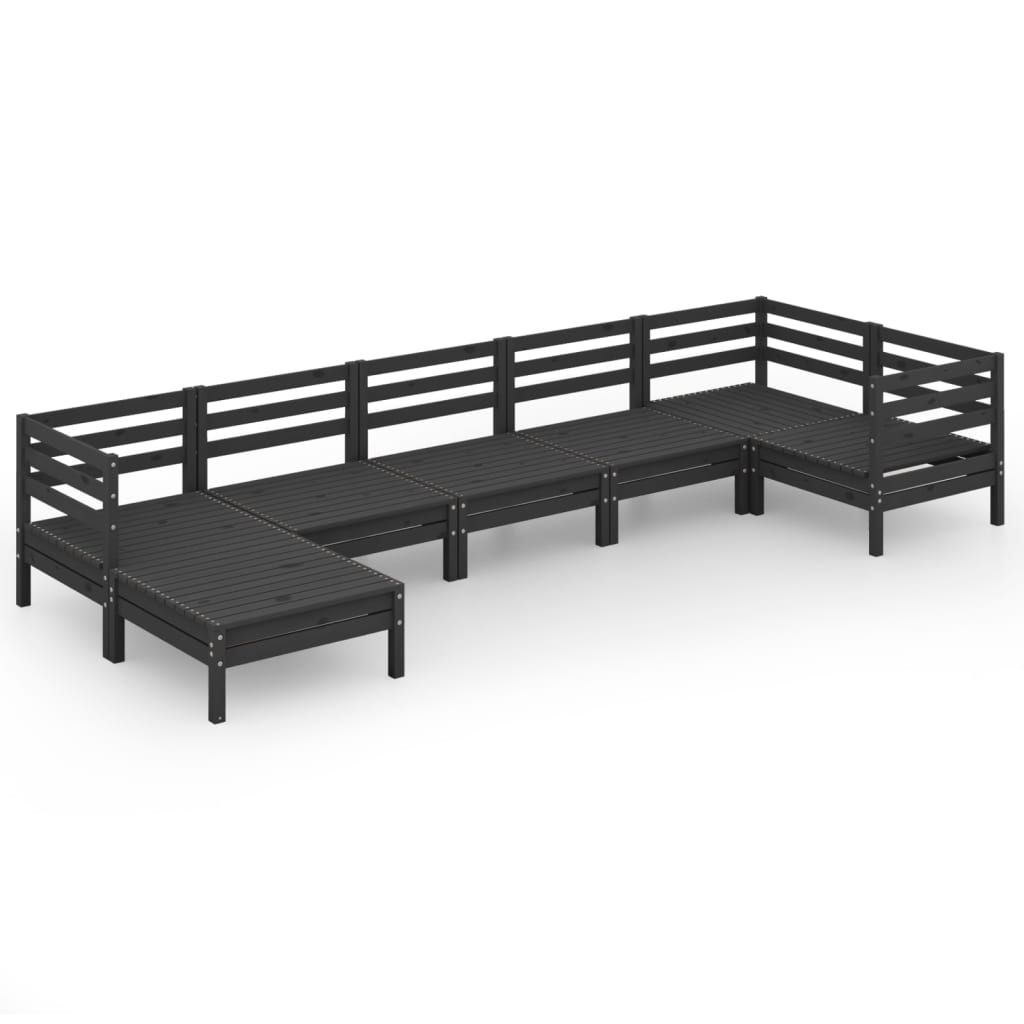 Set Salotto da Giardino 7 pz in Legno Massello di Pino Nero 3082968