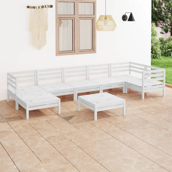 Set Salotto da Giardino 8 pz in Legno Massello di Pino Bianco 3082970