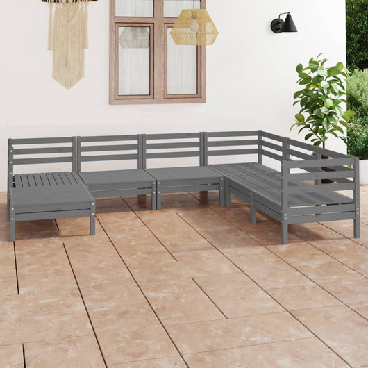 Set Salotto da Giardino 7 pz in Legno Massello di Pino Grigio 3082976