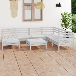 Set Salotto da Giardino 8 pz in Legno Massello di Pino Bianco 3082980