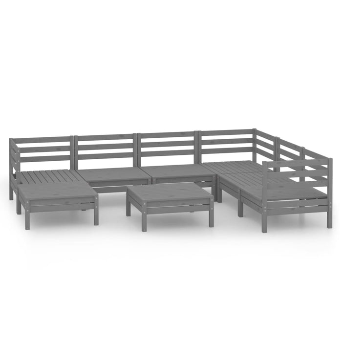 Set Salotto da Giardino 8 pz in Legno Massello di Pino Grigio 3082981