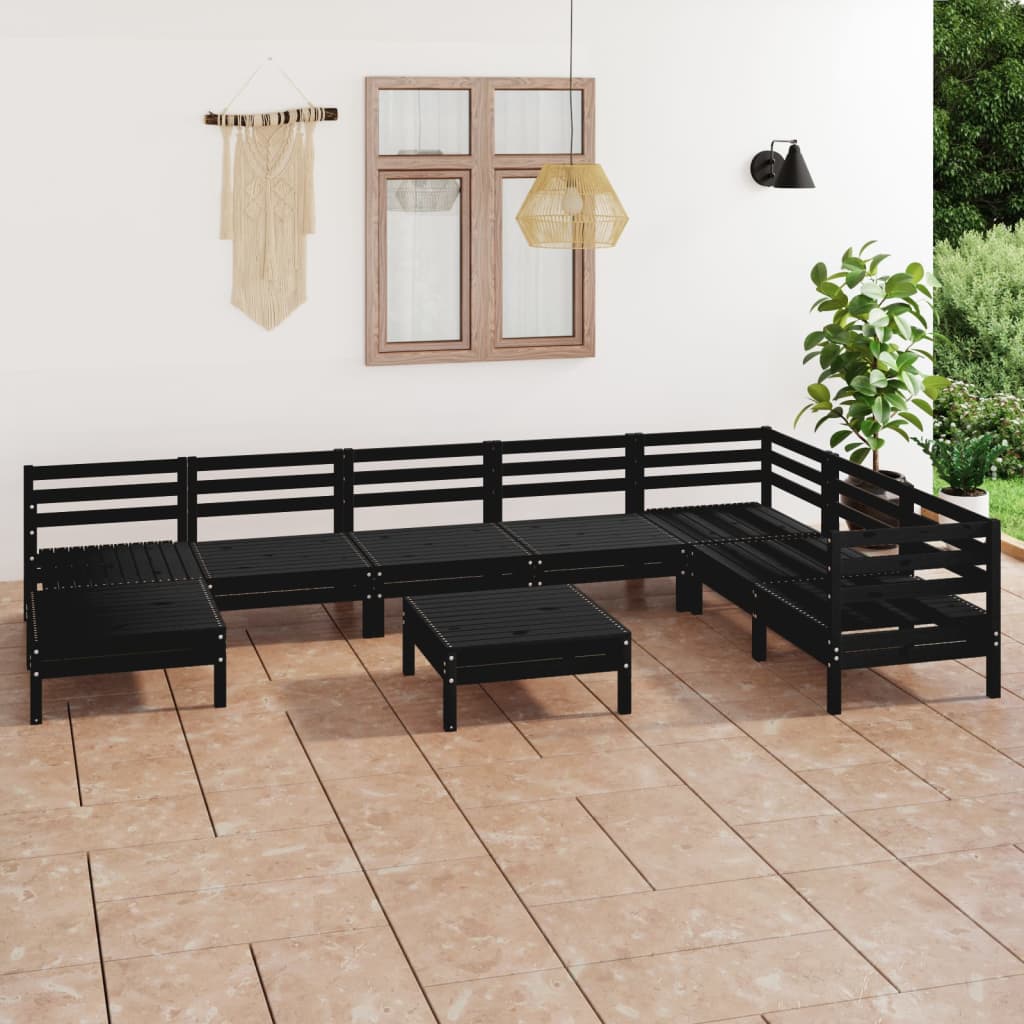 Set Divani da Giardino 9 pz in Legno Massello di Pino Nero  cod mxl 36616